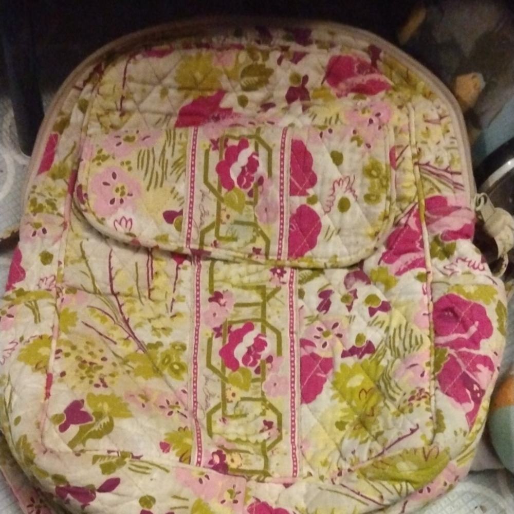 Vera Bradley Pink and Green Floral Backpack